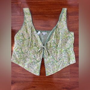 American Eagle tie-front corset floral tank top. (XL) NWT